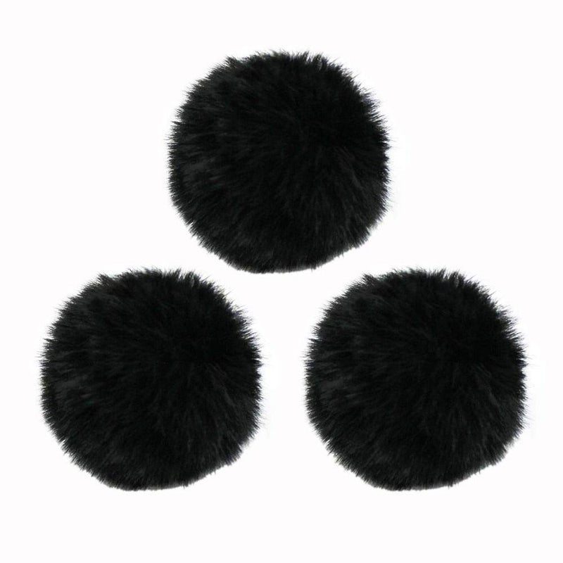 BornFeel Lavalier Wind Muff 3 Pack Lapel Microphone Wind Muff 0.2/0.4 Inch Furry Lav Windscreen Windproof Wind Screen (0.4inch, Black) - Image 1